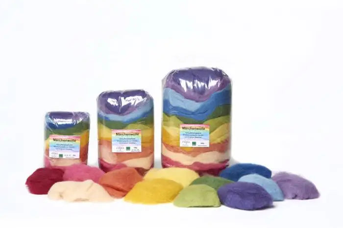 Bioland sprookjeswol, set van 12 kleuren, 100% biologische wol - Waldorf Winkel
