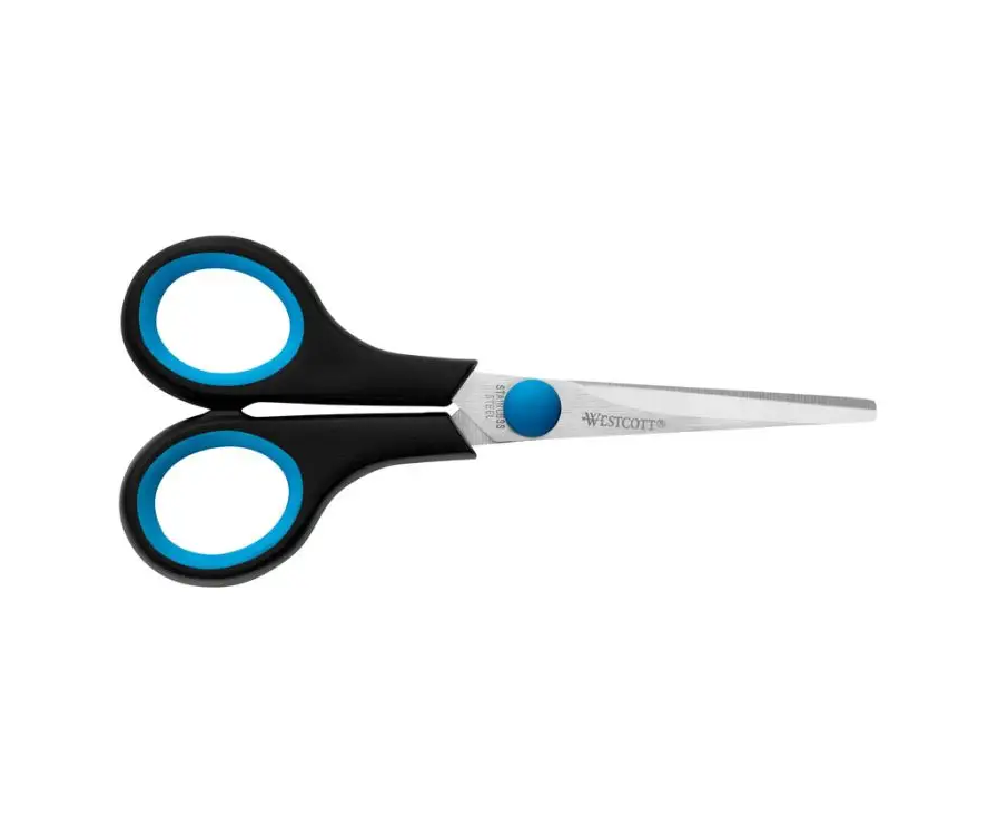 Kinderschaar met zwart-blauwe softgrip handvatten - Waldorf Winkel