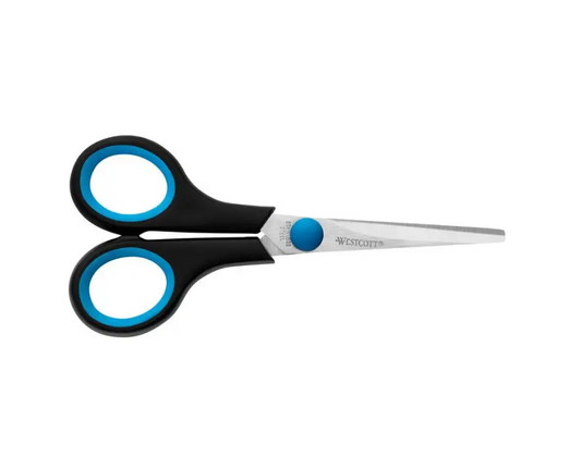 Kinderschaar met zwart-blauwe softgrip handvatten - Waldorf Winkel