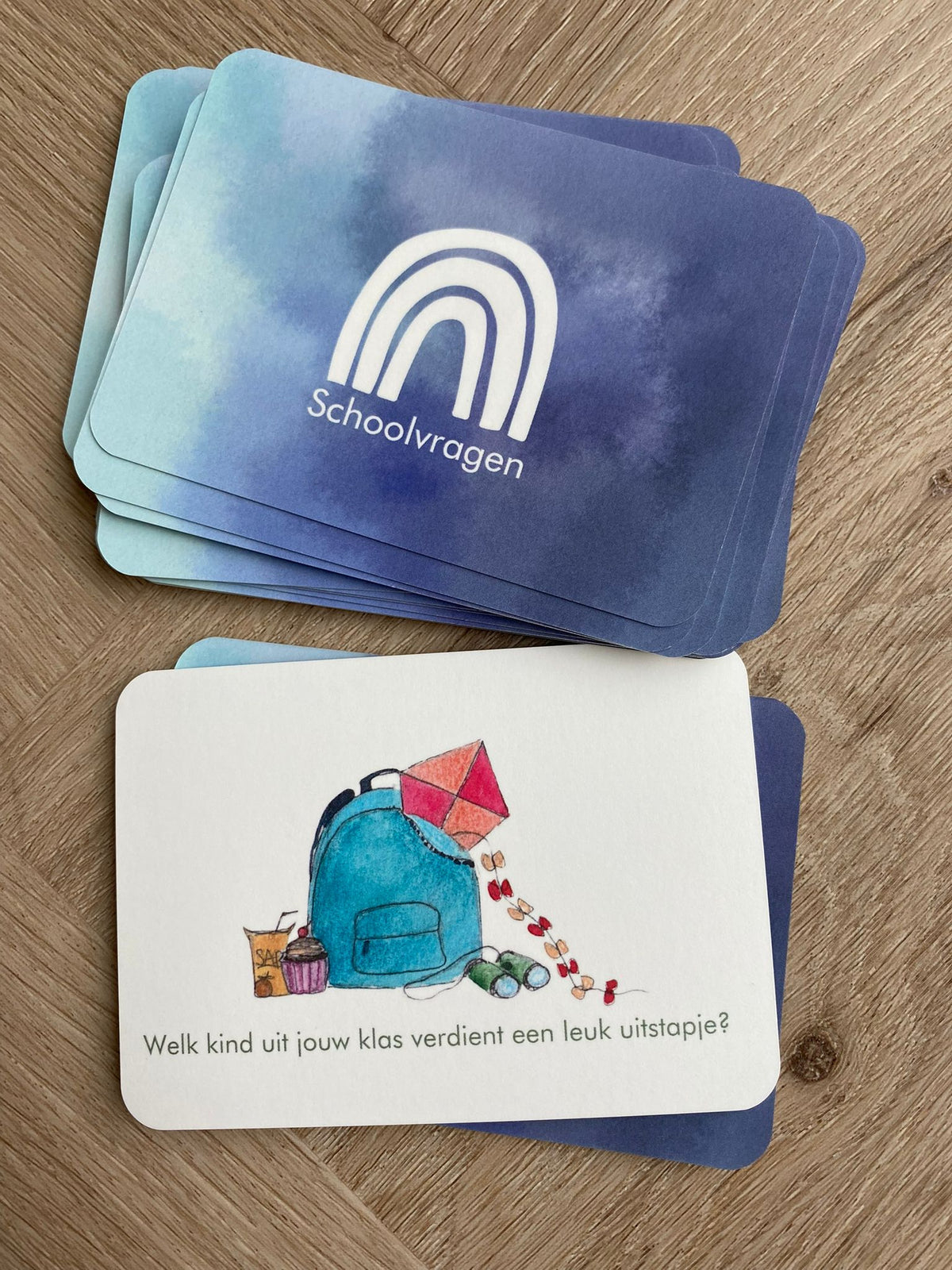 Vraag- en vertelkaartjes Schoolvragen, voorbeeldkaartje - Waldorf Winkel